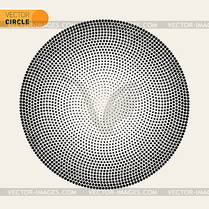Black And White Fibonacci Spiral Circle Halftone - vector clip art