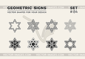 Set of eight minimalistic trendy shapes. Stylish - white & black vector clipart