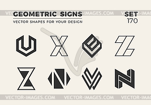 Set of eight minimalistic trendy shapes. Stylish - vector image