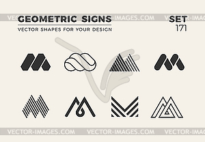 Set of eight minimalistic trendy shapes. Stylish - vector image