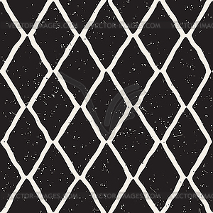 Hand-drawn rhombus lines geometric seamless pattern - vector clip art