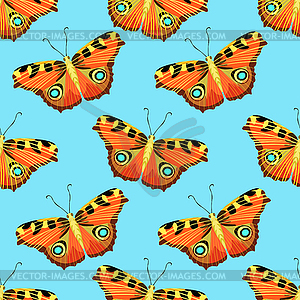 Бесшовные узор с бабочкой павлина - изображение в векторном формате