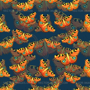 Seamless pattern with butterfly peacock - vector clipart