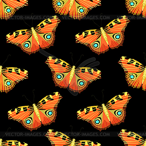 Seamless pattern with butterfly peacock - vector image