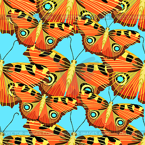 Seamless pattern with butterfly peacock - vector image