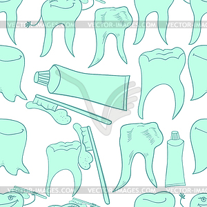 Seamless pattern of smiling healthy teeth paste. - vector clipart