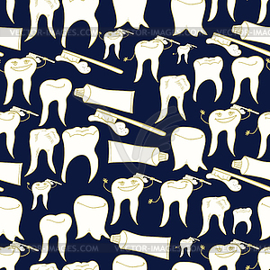 Seamless pattern of smiling healthy teeth paste. - color vector clipart