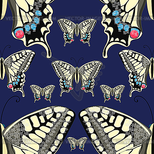 Seamless pattern machaon butterfly Europe. illus - vector clipart