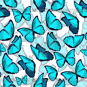 Seamless pattern butterfly blue morpho monarch - vector EPS clipart