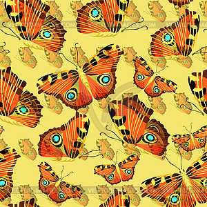 Seamless pattern with butterfly peacock - vector clipart