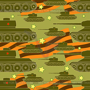 Бесшовные модели танков празднования победы - стоковый векторный клипарт
