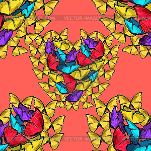 Seamless pattern heart of morpho butterfliese - vector image