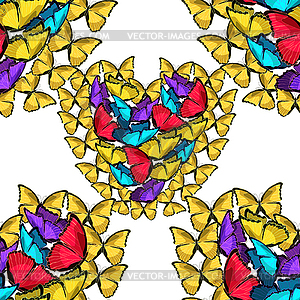 Бесшовные модели сердце морфо butterfliese - клипарт в векторном формате