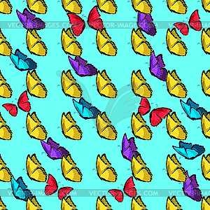 Seamless pattern butterfly morpho monarch - vector image