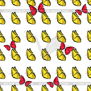 Seamless pattern butterfly yellow morpho monarch. - vector image