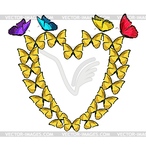 Pink heart of morpho butterfliese butterfly - vector clipart