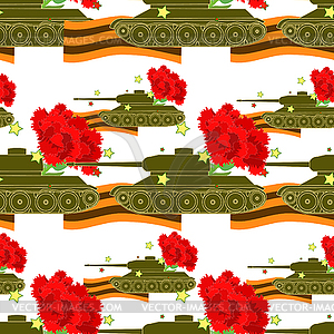 Seamless pattern Carnation Tank Defender of - vector EPS clipart