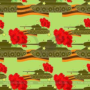 Seamless pattern Carnation Tank Defender of - vector clip art