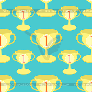 Seamless pattern Sports goblet win first place - vector clip art