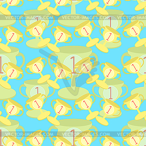 Seamless pattern Sports goblet win first place - vector image