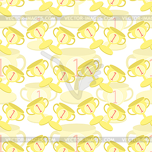 Seamless pattern Sports goblet win first place - vector clipart