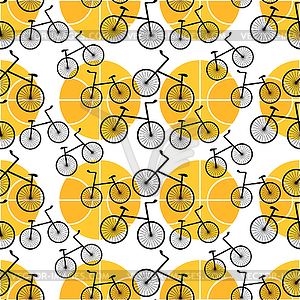 Seamless pattern bicycle ball, basketball sports - vector clipart