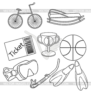 Set bicycle ball, basketball sports orange - vector clipart