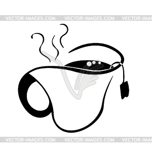 Hot tea easy silhouette of the - vector image