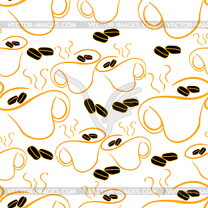 Seamless pattern silhouette of hot cup of coffee - vector clipart