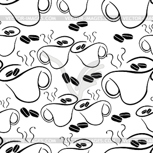 Seamless pattern silhouette of hot cup of coffee - vector clipart
