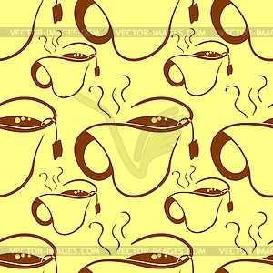 Seamless pattern hot tea easy silhouette of illus - vector clipart