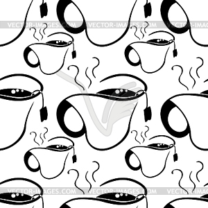 Seamless pattern hot tea easy silhouette of illus - vector image