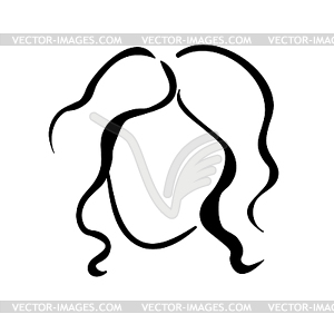 Contour girl person icon - vector image