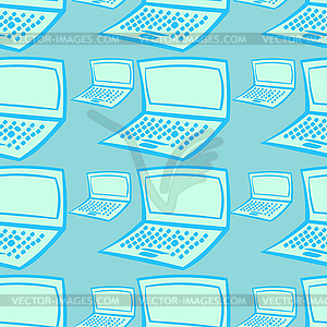Seamless pattern funny PC Notebook Computer - vector clipart