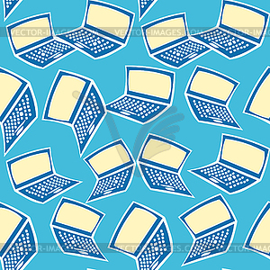 Seamless pattern funny PC Notebook Computer - vector image