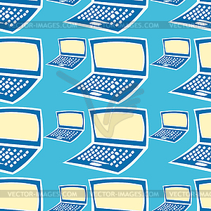 Seamless pattern funny PC Notebook Computer - vector image