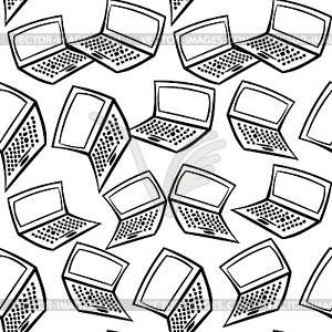 Seamless pattern funny PC Notebook Computer - vector clipart