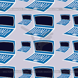 Seamless pattern funny PC Notebook Computer - vector image