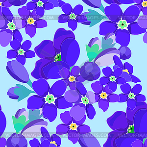 Seamless pattern of forget-me-alpine wild flower - vector clip art