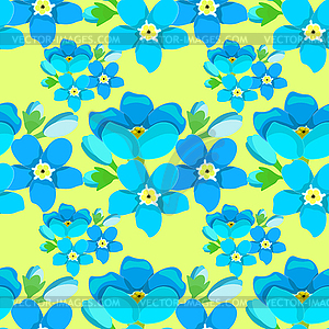 Seamless pattern of forget-me-alpine wild flower - vector clipart