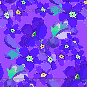 Seamless pattern of forget-me-alpine wild flower - vector clip art