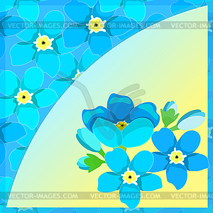 Card of forget-me-alpine wild flower - vector image