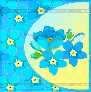 Card of forget-me-alpine wild flower - vector clipart