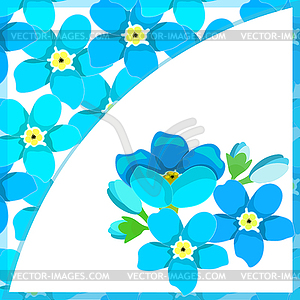 Card of forget-me-alpine wild flower - vector clip art