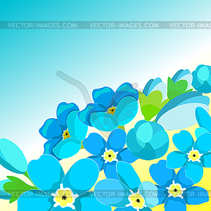 Card of forget-me-alpine wild flower - royalty-free vector clipart