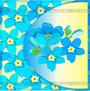 Card of forget-me-alpine wild flower - vector clipart