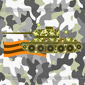 Seamless pattern tanks victory celebration - vector image