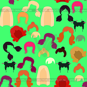 Seamless pattern girls hairstyles for women - vector clipart