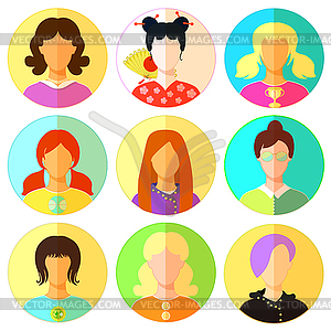 Set of woman, girl japan, punk, emo, teacher. - vector clip art