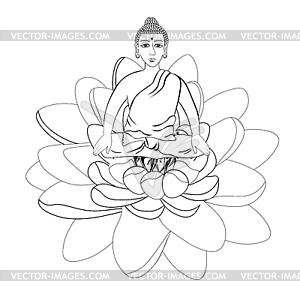 Buddha sitting in lotus Indian meditation open - vector clipart